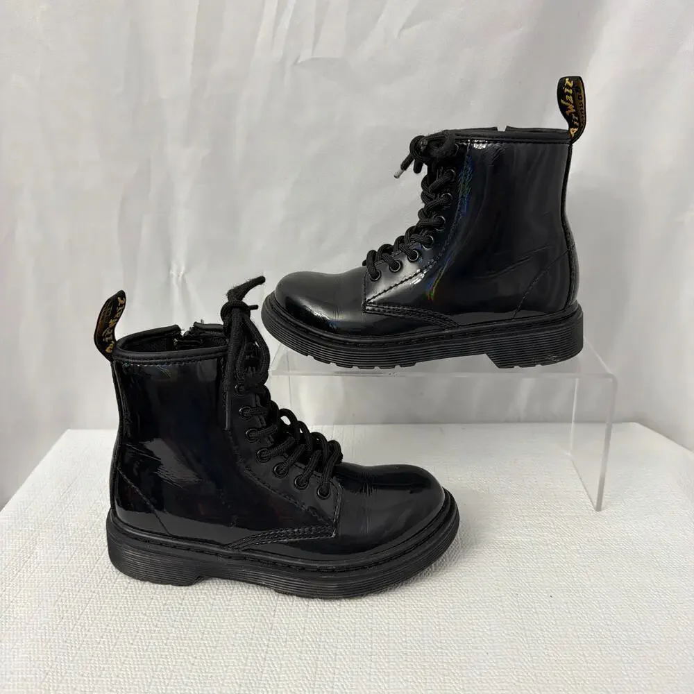 Dr Martens Boots Girls Size 13 Black Patent Leather Zipper Kids 1460 J Youth